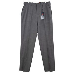 HARGIO Dress Line Men's Blend Wool Grey Dress Pants Size 38x34 Flat Front NWT‎